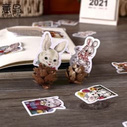 45Pcs Cute Kawaii Rabbit Stickers DIY Decor for Scrapbooking Journal Stationery Planner Album Paper Diary