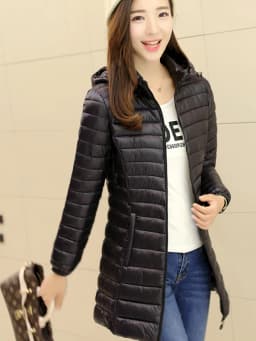 Fall Winter Lightweight down Jacket Long Slimming Large Size Fashionable Cotton Coat Warm Outerwear Commute Korean Style