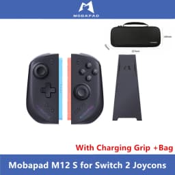 Mobapad Black, White, Grey Gamepa The Best 3rd Party Switch 2 Joycons: Mobapad M12 S Add Bag Charging Grip Game Controller,