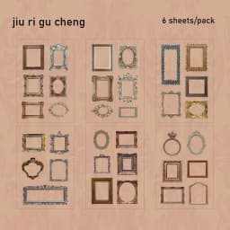 6 Sheets/pack Art World Waterproof PET Retro Frame Sticker DIY Creative Scrapbooking Junk Journal Diary Album Decoration Collage