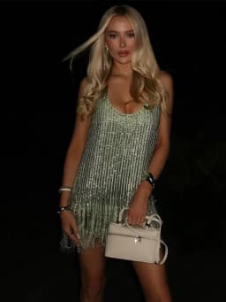 Feather Patchwork Sequin Evening Women Dress Loose Sleeveless A-line Loose Mini Vestidos 2026 Summer Party Street Lady Dresses