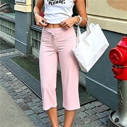 Women Y2K Aesthetic Cropped Lounge Pants Color Patchwork Elastic Drawstring Waist Casual Capri Pants Summer Casual Streetwear