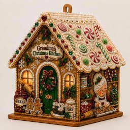 DIY Pearl Art Christmas House Diamond Painting Kit Gingerbread House Shape Xmas Hanging Ornament Set for Home Holiday Decor Gift
