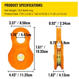 SucceBuy 2pcs 11T Snatch Block Adapt 0.55"/14 mm Synthetic Rope or Soft Shackles Winch Pulley for Tractor Truck ATV & UTV
