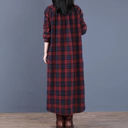 Johnature Spring Retro Plaid Pockets Turn-down Collar Long Sleeve Dresses 2025 New Loose Leisure Single Breasted Women Dress