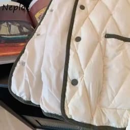 Neploe 2026 New Korea Turn-down Collar England Parkas Panelled Plaid Small Fragrance Coat Women All-match Literary Exquisite Top