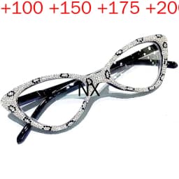 mincl Cat Eye Crystal Rhinestone Reading Glasses for Women Sparkling Eyewear Frames Female Trendy bling Diamond Reader NX