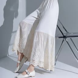 Non- Static Embroidered Lace Base Pant High Waist Long Pants Polyester Cotton Blend Comfortable Stretchy Skirt