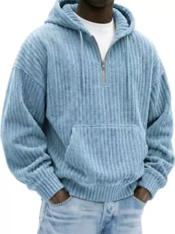 2026 Men Vintage Knit Zip Hoodie, Loose Pullover Sweatshirt, Long Sleeve Casual Streetwear Daily Autumn Winter Tops