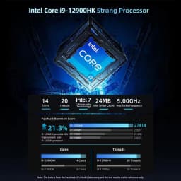 BMAX Mini PC B9 Power LPDDR5 24 GB RAM 1 TB NVMe SSD Intel Core i9 12900HK Windows 11 Supports up to 4K@60Hz