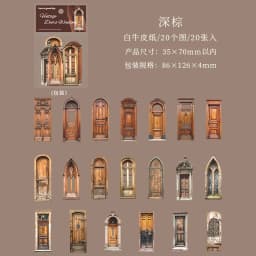 20pcs/1lot Kawaii Scrapbook Stickers Old courtyard doors and windows Junk Journal Gold Planner Stationery Decorative