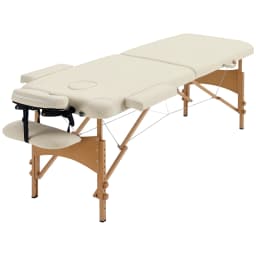 HOMCOM Wooden Folding Spa Beauty Massage Table w/ 2 Sections, Carry Bag