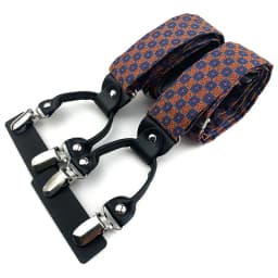 VEEKTIE Brand Suspender For Men 6 Snap Hooks Y-back Adjustable Jacquard Floral Check Shirts Paisley Yellow Blue Vintage Retro