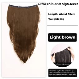 Synthetic one-piece female high-level internal buckle hair piece lightweight invisible four clip straight hair wig piece 