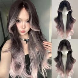 OLACARE Long Body Wave Black Brown Purple Cosplay Wigs Heat Resistant Synthetic Wigs Middle Part Natural Lolita LM Wigs Women