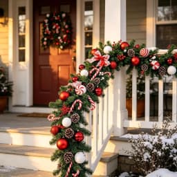 Garvee 6/9ft Christmas Garland Wreath Artificial Pine with Pinecones and Berries Xmas Tree Hanging Ornaments for Home Outdoor Yard Party Door Fireplace Stair Decoration