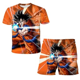 Dragon Ball Z 3D T-shirt Set for Boys Girls Super Goku Saiyan Summer Top+Shorts Children's Short-Sleeve Birthday Gift for Boys