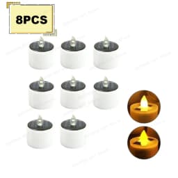 Solar Powered Tea Candles LED Lighting Smokeless Outdoor Lighting Reusable Waterproof Flameless Candles Hallown Christmas