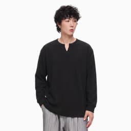 PFNW Versatile Solid Color Casual Base Shirt Men's V Neck Textured Long Sleeve T Shirt 2026 Autumn New Tide 28L3528