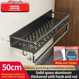 Aluminum Kitchen Rack Kitchen Shelf Toilet Storage No Drill Hanging Rack Bathroom Organizer Hang on the Wall Kitchen