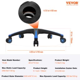 SucceBuy Office Chair Base Replacement 28" 2500lbs Static Universal Computer Desk Chair Stool Desk Chair Base Replacement Black