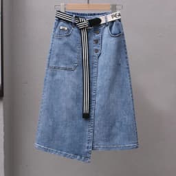 Irregular Denim Skirt Women Spring Summer New 2026 Elastic waist Joker A-line Buttocks Wrapped Skirts For Ladies Casual Clothing