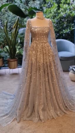 FATAPAESE Customized Engagement Gowns Tank Cape Long sleeve All Cover Crystal Beaded Gems Maxi Puffy Skirt Bride Clothes Abiye