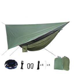 Portable Mosquito Net Nylon Camping Hammock with Waterproof Rain Fly Canopy Tarp  for Outdoor Hanging Bed Sleeping