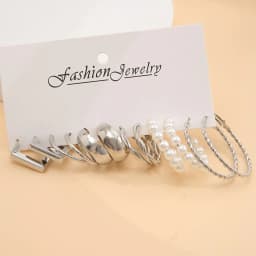 Boho Big Circle Hoop Earring Set for Women, Gold Color Bohemia Vintage Pearl Earring Heart Zircon Ear Studs Jewelry Gifts