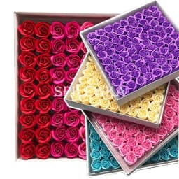 81pcs Three-Layer No Flower Base Rose Soap Flower Head Decoration Flower Box Wedding Bouquet Valentine'S Day Artificial Flower
