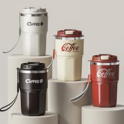 WORTHBUY 400/480ML 304 Stainless Steel Coffee Cup With Lid&Handle Double Layer Coffee Mug Drinkware Reusable Insulated Water Cup