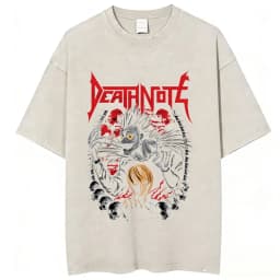 Vintage Washed Anime Death Note Misa Amane Print T Shirts Men Women Clothing Cotton Casual T-shirt Fashion Short Sleeve T-shirts