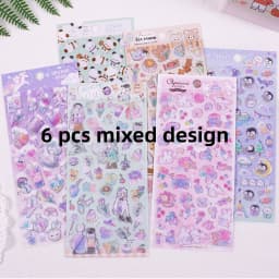 3 pcs/6 pcs Sweet Pets Room Cartoon Candy Crystal Stickers Scrapbooking Diy Journal Stationery Sticker Cute Deco School Supplies