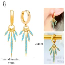 925 Sterling Silver Needle Exquisite Turquoise Silver Earrings for Women Blue Crystal Geometry Pendant Earrings Luxury Jewelry