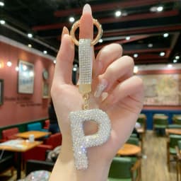 Full Rhinestone English Letter Keychain - Luxury Bag Charm & Car Key Ring, Elegant Small Gift