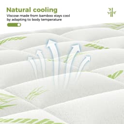 JHK Bamboo Fiber Soft Mattress Topper with Deep Pockets 400g Thick Mattress for Back Pain Relief Breathable Cooling Material