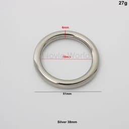 50 pieces 6 colors 6 sizes chrome color die casting O rings for woman shouldbags purse close round ring purse accessories