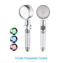 ZhangJi New Propeller Driven Shower Head with Stop Button and Cotton Filter Turbocharged High Pressure Handheld Shower Nozzle