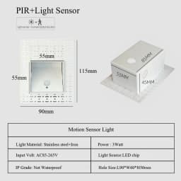 Embedded Frameless LED Step&Stair Wall Lamps 3W Motion Sensor Indoor Bedroom Ladder Foyer Corner Intelligent NightLight 100-240V