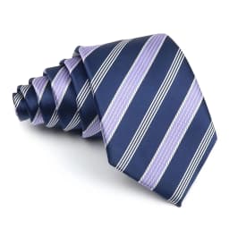 Men's Polyester 8cm Ties Vintage Navy Blue Striped Paisley Pattern Jacquard Weave Necktie Business Wedding Party Accessory Gift