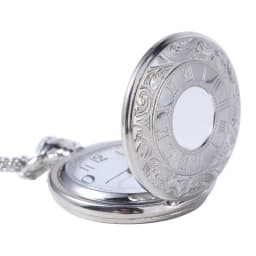 Roman Scale Display Vintage Pocket Watch Necklace Chain Quartz Pendant Bronze Chain Clock Leisure Silver Retro Hanging Watch