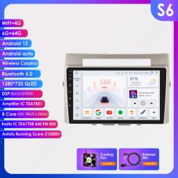 2 din Carplay Android Auto Radio For Toyota Corolla Verso AR10 2004-2009 Car Multimedia GPS autoradio RDS DSP 4G Octa Core 7862