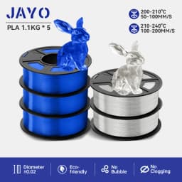 JAYO PLA Filaments 5 Rolls/ 3D Printer Filament 1.75mm FDM 3D Printer Materials Neatly Wound High Toughness for FDM 3D Printer