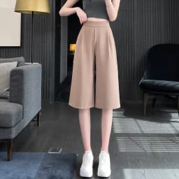 High Waist Wide Leg Seven-Five Pants Women's Summer New Style Korean Version Ice Silk Loose Casual Versatile Five-Five Pants