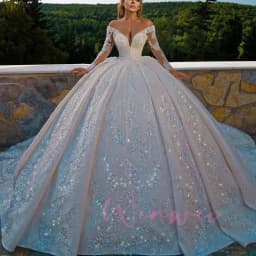 V-Neck Wedding Dresses Princess Off The Shoulder Long Sleeve Shiny Applique Ball Gown Vestidos De Novia Shimmering Customized