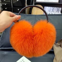 2027 New Winter Natural Real Fox Fur Earmuffs Plush Warm Decorate Women Cute Solid Ear Warmer Headphones Neck Warm Bib Scarf