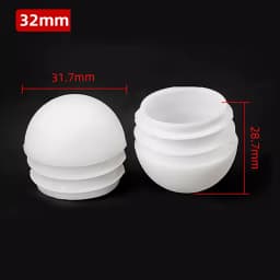 White Round Bung Plastic Blanking End Cap Tube Pipe Inserts Plug Insert Stoppers 13mm 16mm 19mm 20mm 22mm 25mm 28mm 30mm-60mm 