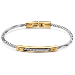 Trendy Braided Wire Bracelet with Metal Bar Accent - Durable Magnetic Lock Jewelry for Men & Women