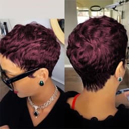 6inch Short Pixie Cut Straight Wig Human Hair for Women Machine Made with Pre-Styled Bangs Tangle-Free Natural Hairline