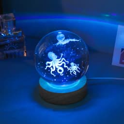 3D Crystal Lights Lamp Glowing Planetary Galaxy Night Light Crystal Ball Night Lights Bedside Light Home Decor Christmas Gift